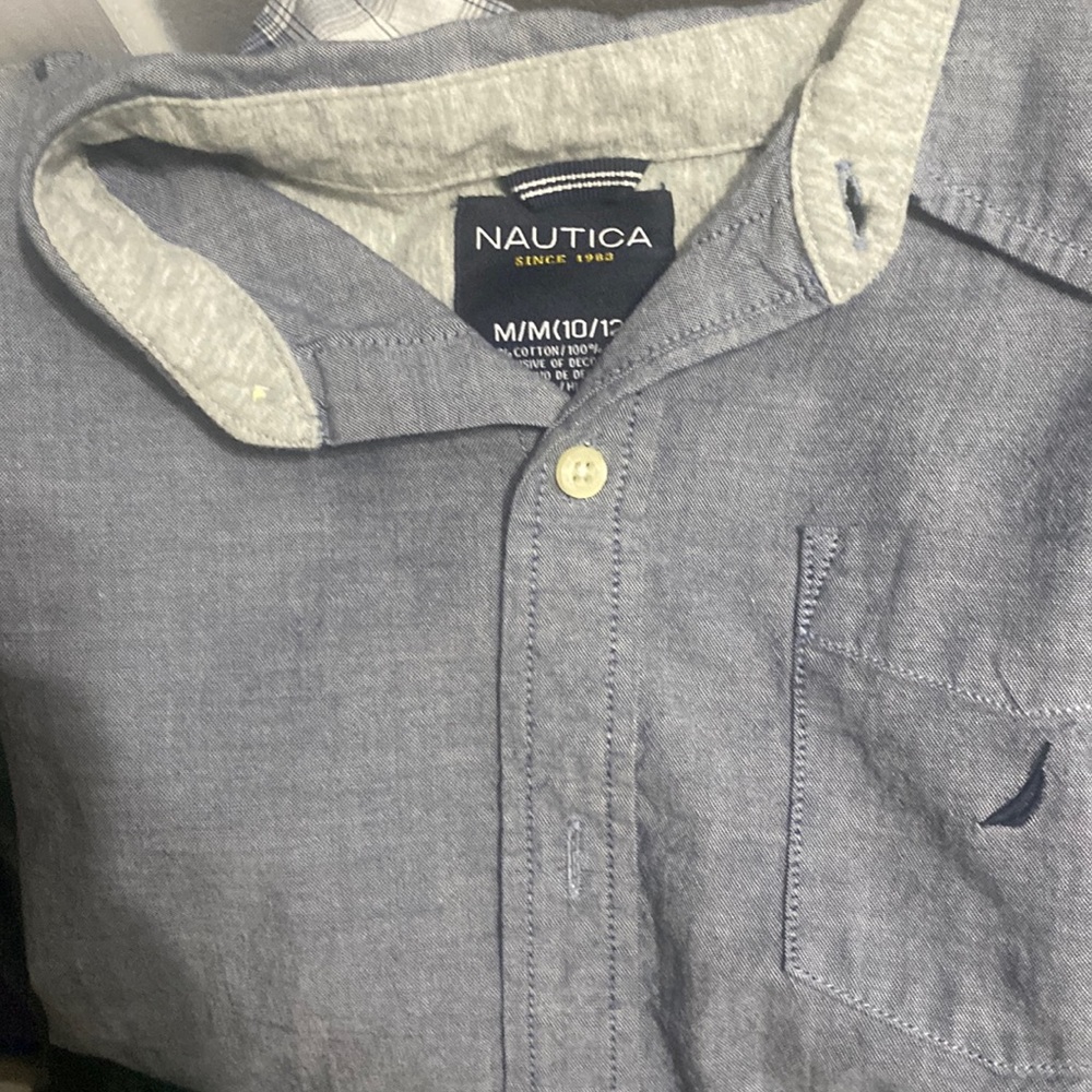 Nautica Long Sleeve Button Front Shirt Blue Light navy